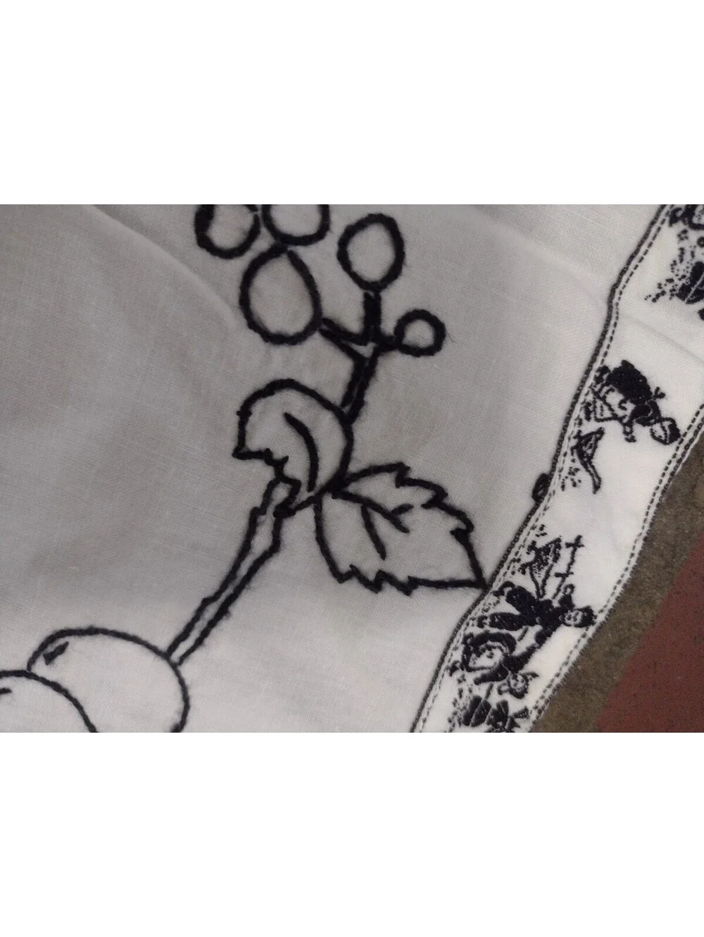 Vintage Slovak Embroidered Kitchen Wall Cloth Folk Art Proverb Textile